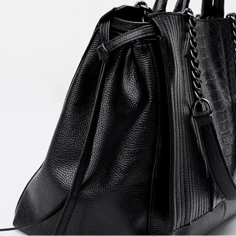 deanwangkt-1 Crocodile Embossed Handbag, Large Capacity Crossbody Bag, Women's Faux Leather Satchel Purse - Deanwangkt