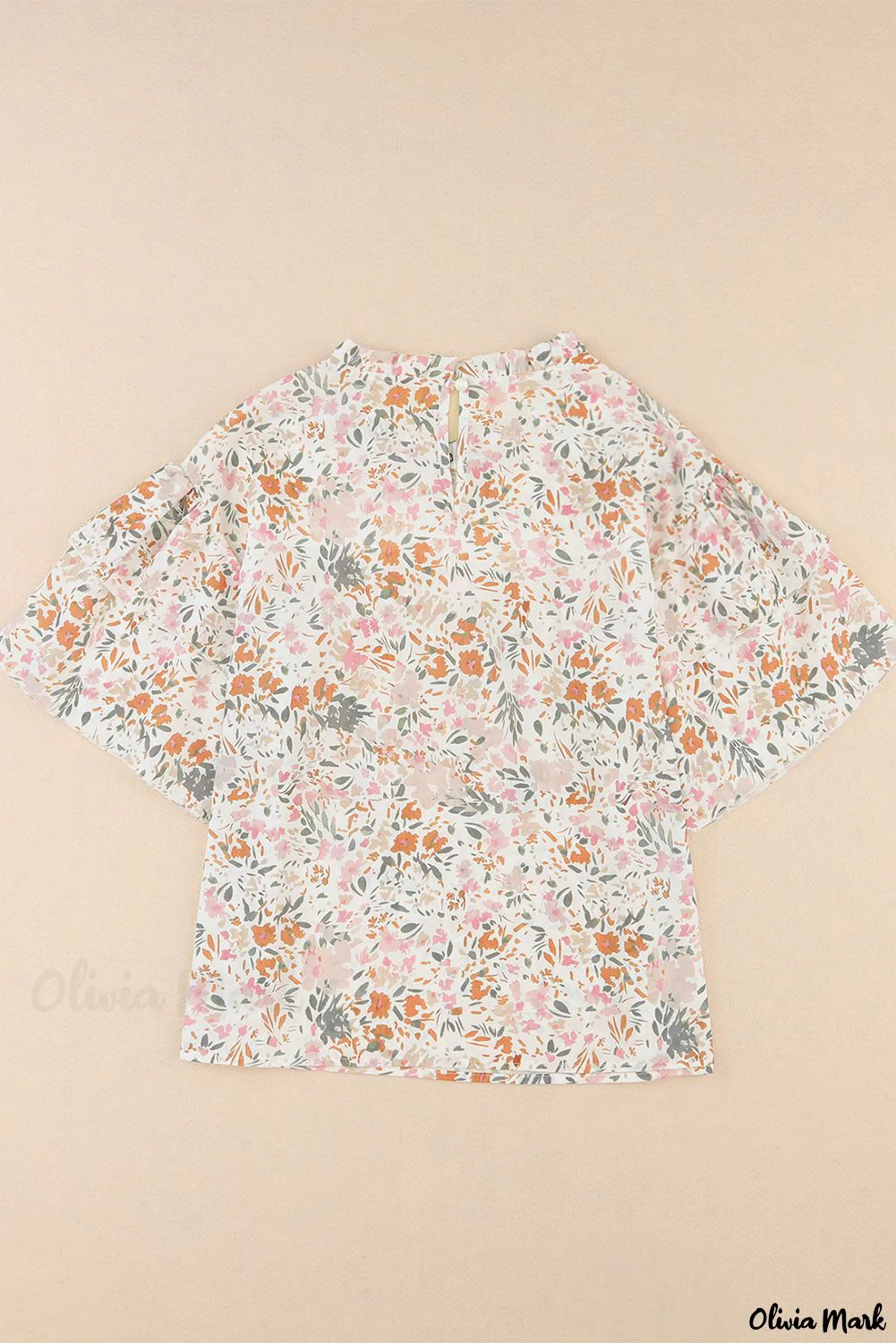 Deanwangkt - Floral Tie Neck Long Sleeve Crinkle Blouse - Deanwangkt