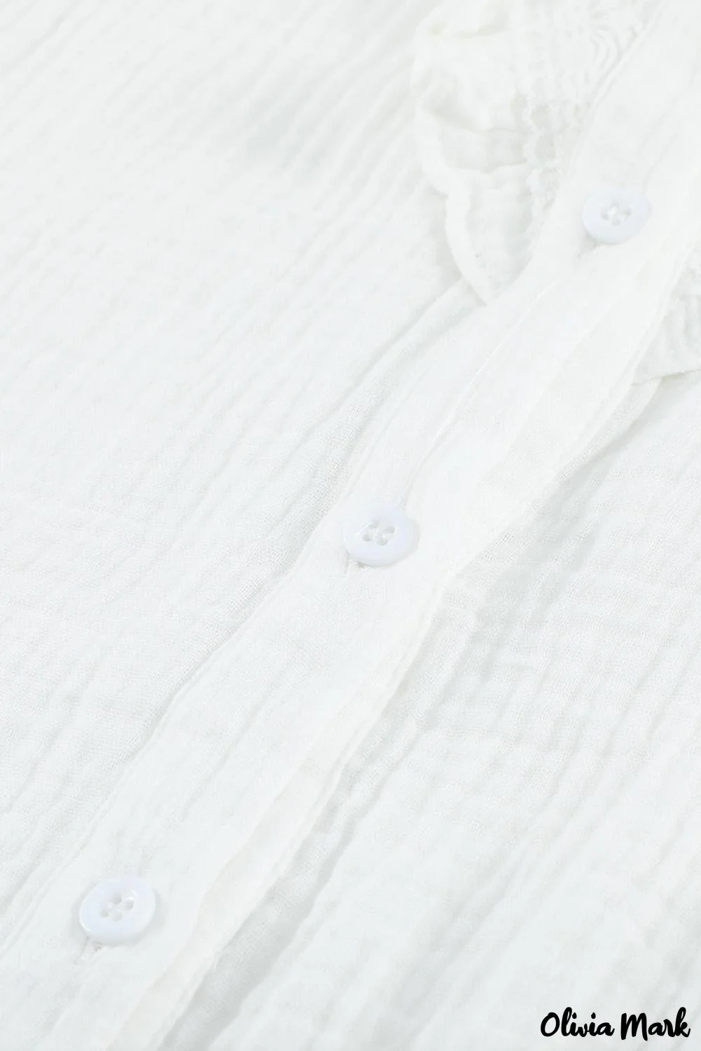 Deanwangkt - White Ruffle Crinkle Long Sleeve Shirt - Deanwangkt