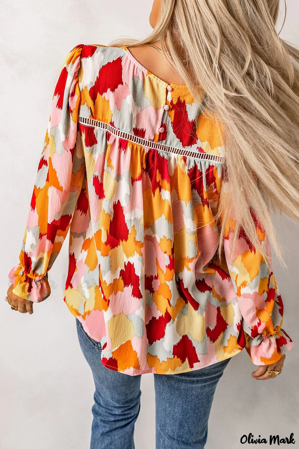Deanwangkt - Multicolor Abstract Print Long Sleeve Blouse - Deanwangkt