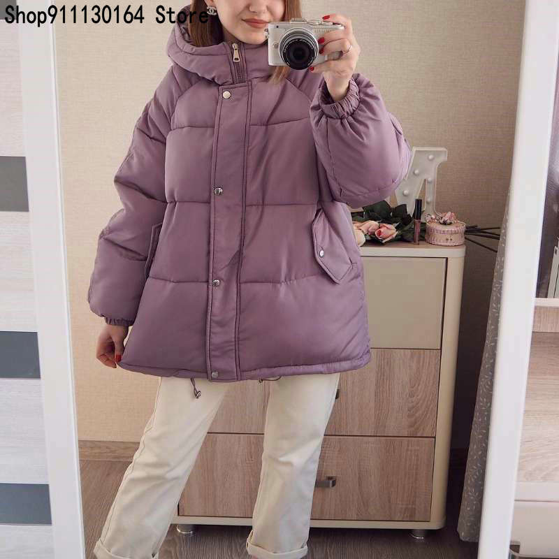 Christmas Gift Autumn Winter Deanwangkt New Womens Coats Blue Jackets Hooded Coat Thick Cotton Parkas Oversized Jacket Female - Deanwangkt