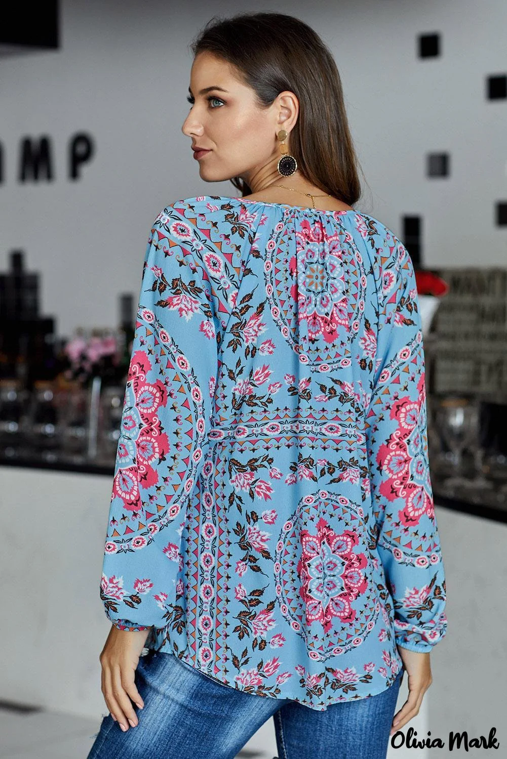 Deanwangkt - Multicolor Peasant Blouse With Floral Print - Deanwangkt
