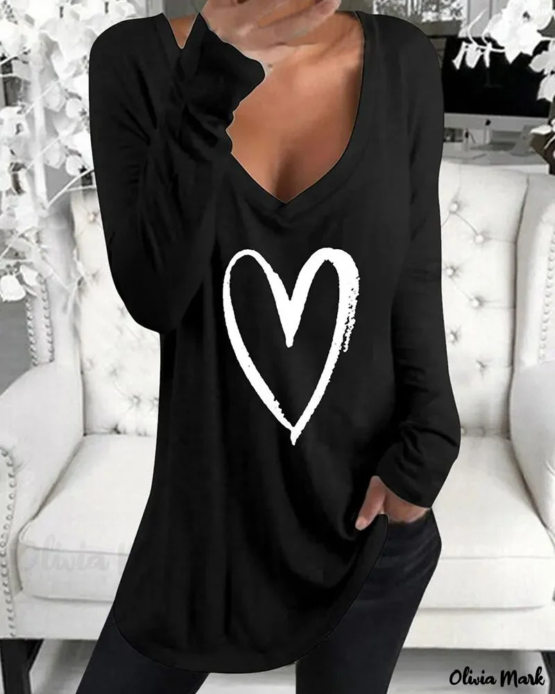 Deanwangkt - Heart Print Long Sleeve Blouse - Deanwangkt