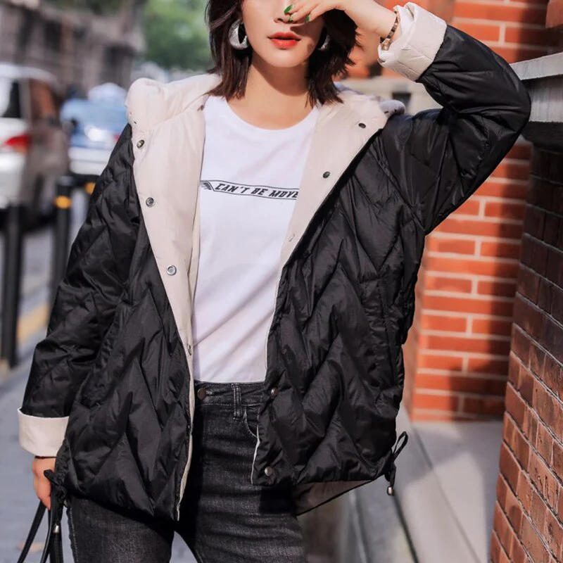 Black Friday Sales Winter Women Ultra Light Hooded 90% White Duck Down Short Parkas Casual Female Single Breasted Warm Coat Snow Outwear - Deanwangkt
