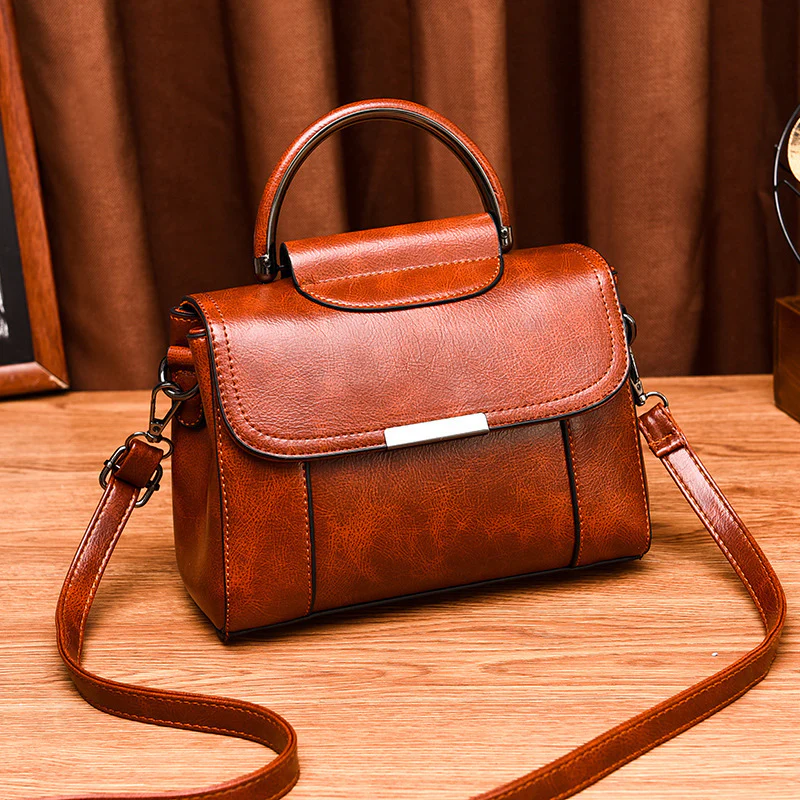 Vintage Solid Color Satchel Bag, Square Shoulder Bag, All-Match Stylish Bag For Work - Deanwangkt