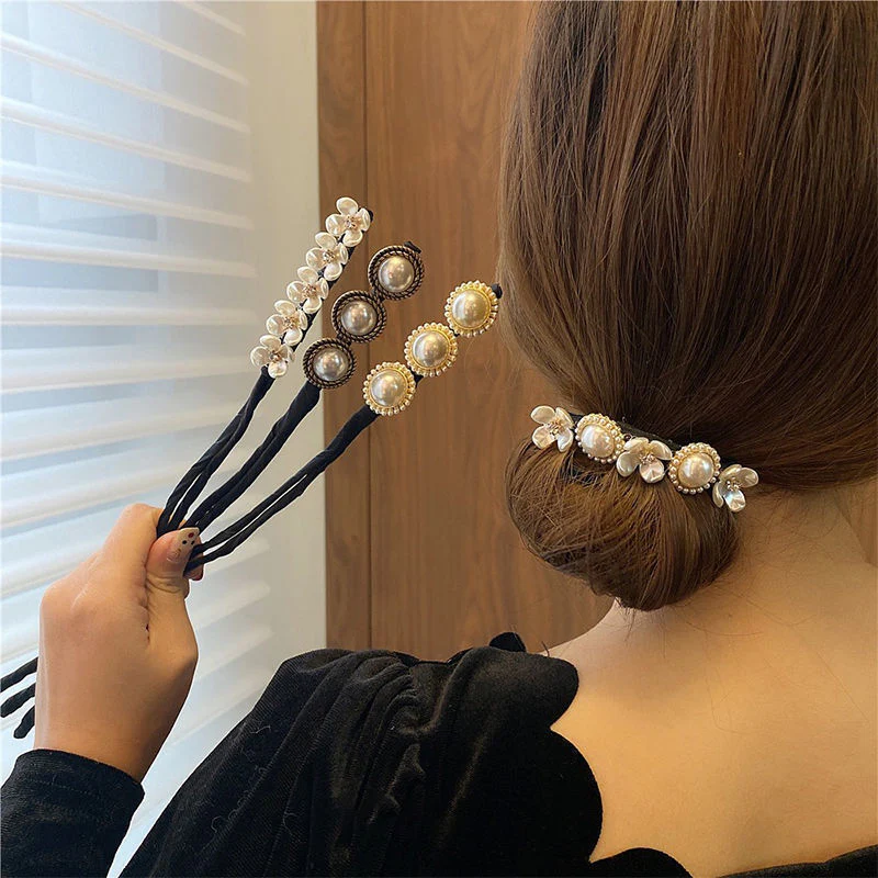 Deanwangkt Korean Version of The Lazy Essential Flower Coil Hairpin Sweet New Braided Hair DIY Hairband Hair Accessories for Women - Deanwangkt