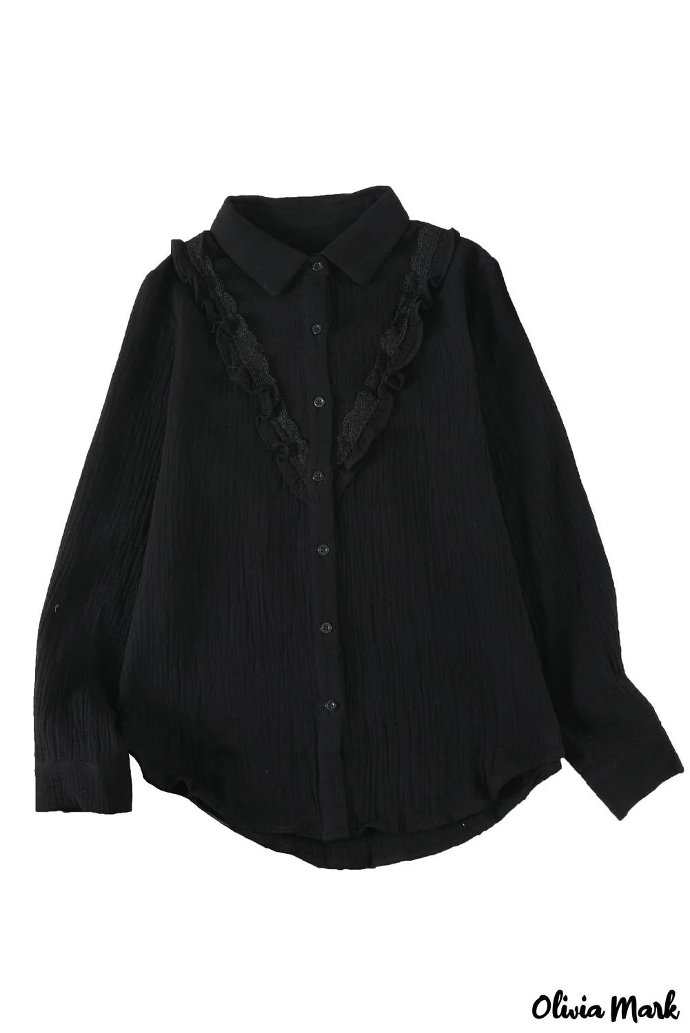 Deanwangkt - White Ruffle Crinkle Long Sleeve Shirt - Deanwangkt