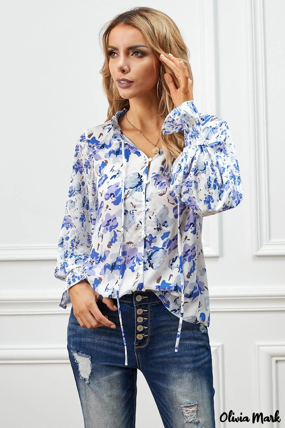 Deanwangkt - Cakewalk Rose Floral Smocked Blouse - Deanwangkt