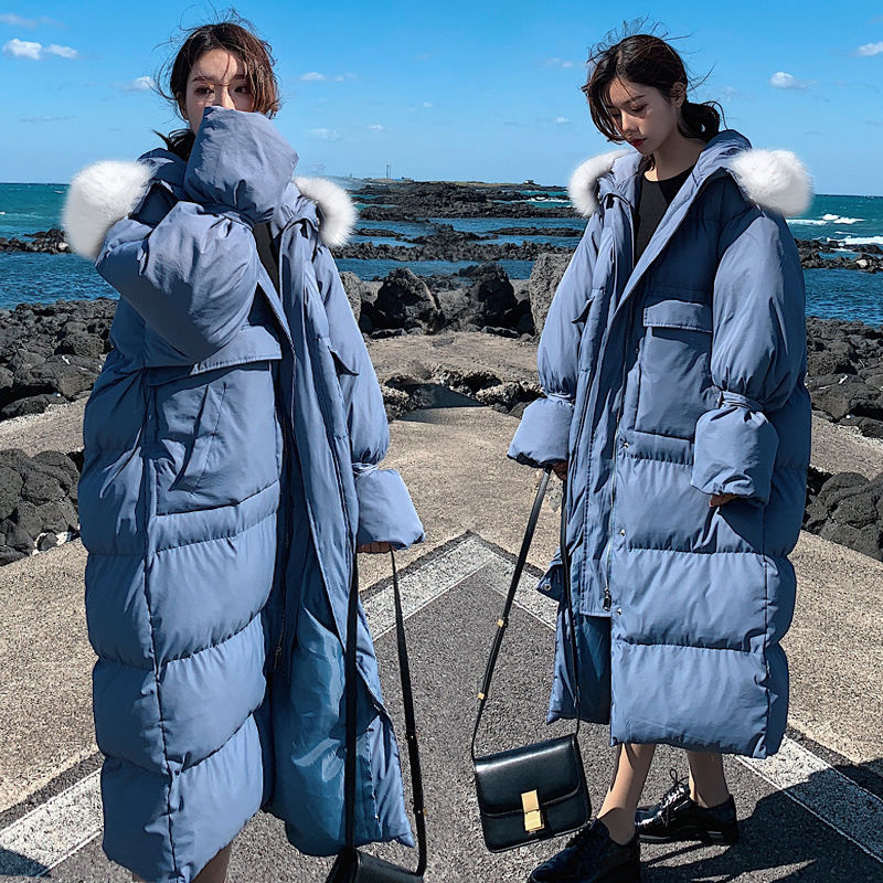 Christmas Gift Deanwangkt Winter New Thick Bread Clothes Cotton-padded Jacket Women's Long Over-the-knee Coat Cotton-padded Jacket Tide - Deanwangkt