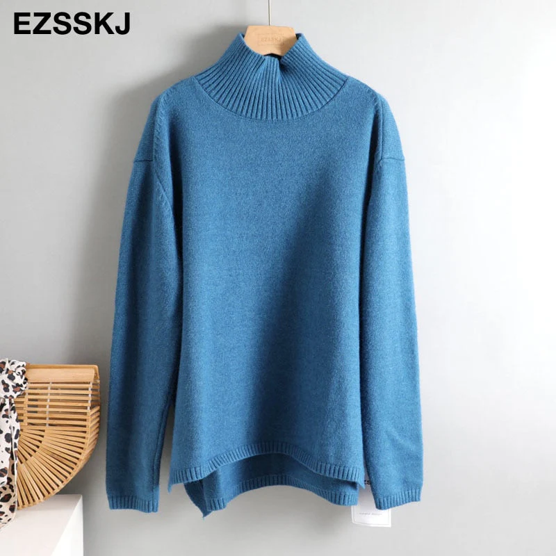 Christmas Gift Autumn Winter basic oversize thick Sweater pullovers Women Deanwangkt loose cashmere  turtleneck Sweater Pullover female Long Sleeve - Deanwangkt