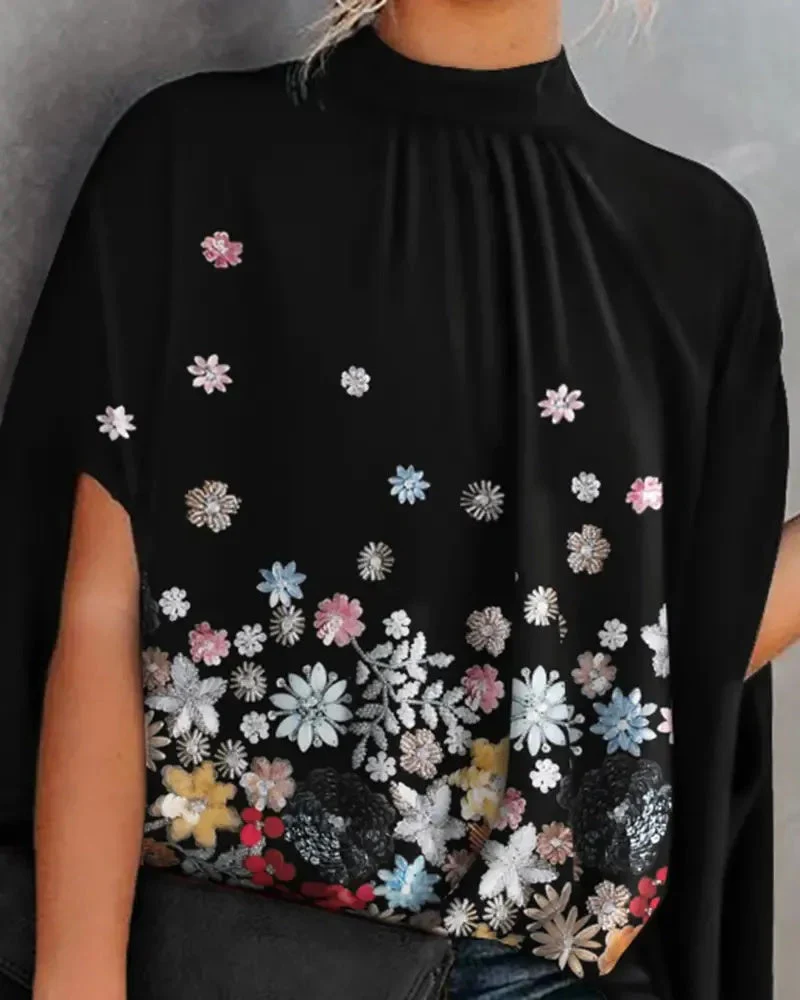 Deanwangkt - Floral print top with dolman sleeves - Deanwangkt