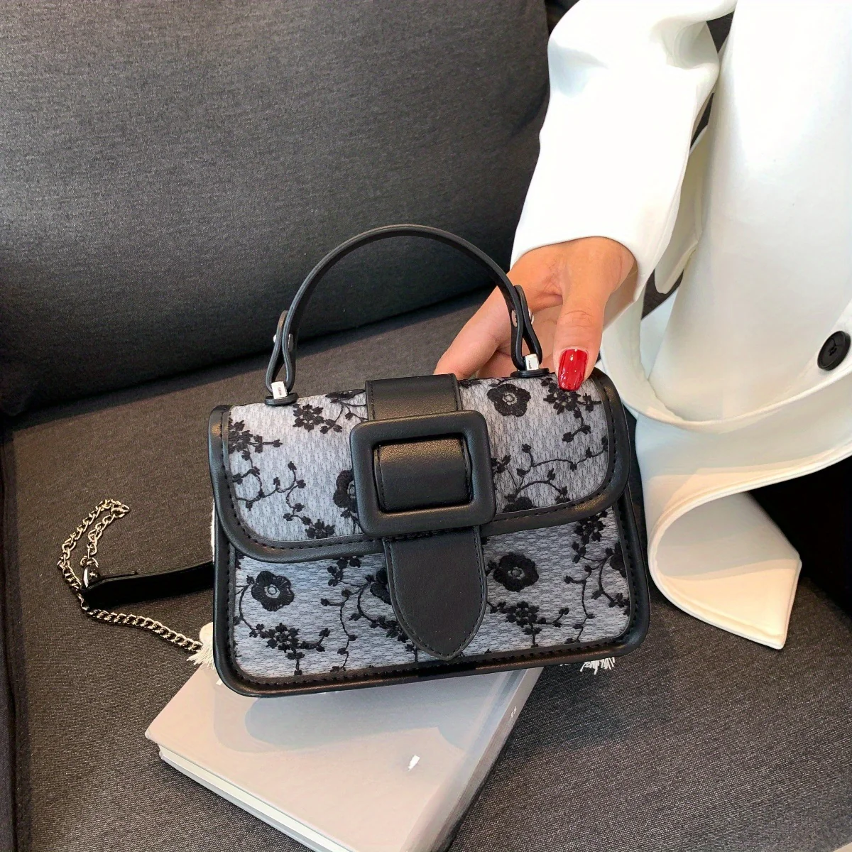 Vintage Floral Pattern Crossbody Bag, Retro PU Shoulder Bag, Women's Fairy Handbag & Purse - Deanwangkt