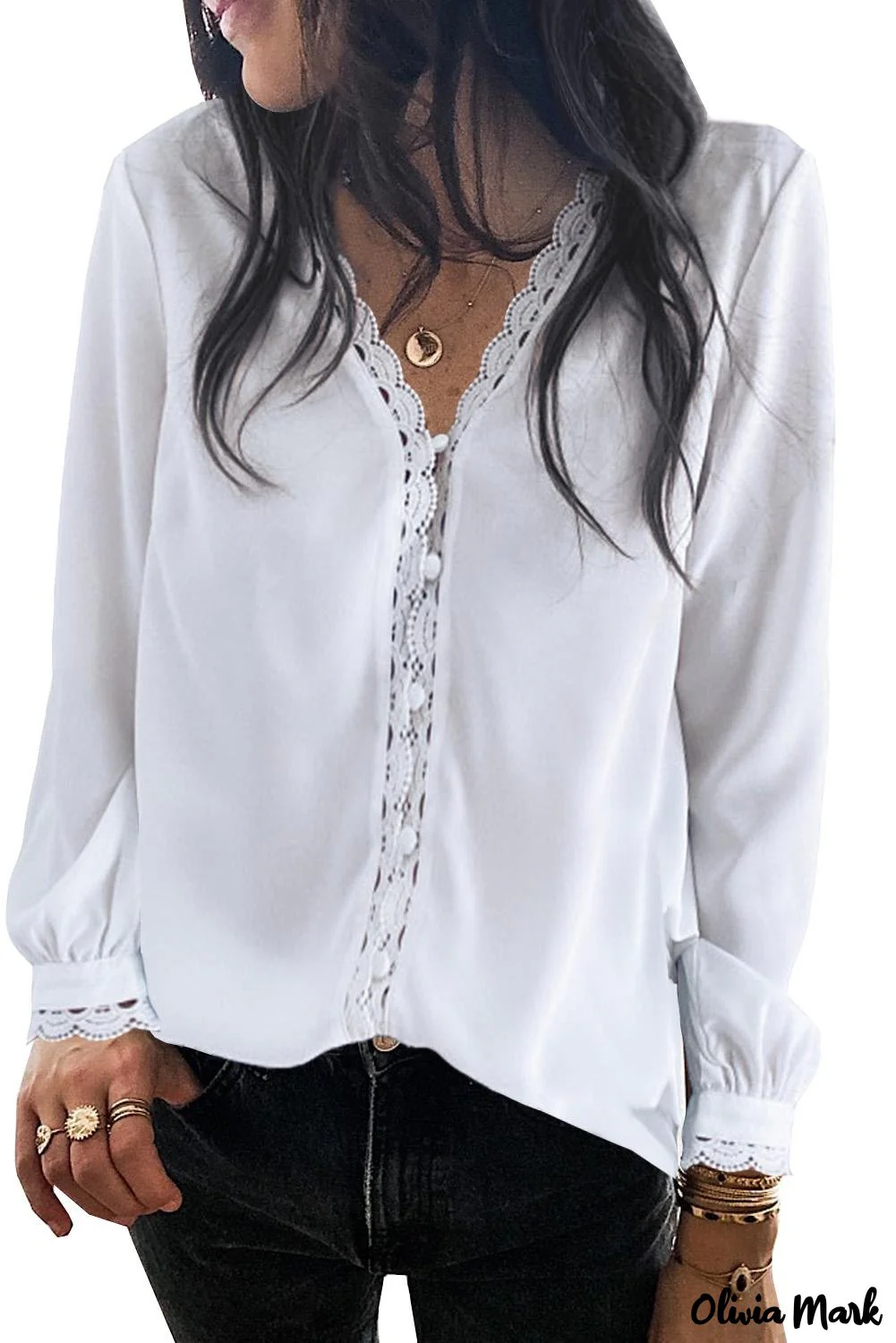 Deanwangkt - Black Crochet Lace Button Down Long Sleeve Shirt - Deanwangkt