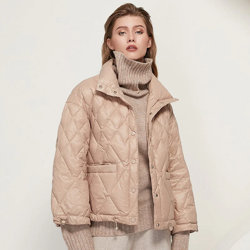 Christmas Gift  Womens Coats Deanwangkt Winter Single Breasted Coat With Pockets Long Sleeve Fashion Down Jacket Female Thick Warm Outerwear - Deanwangkt