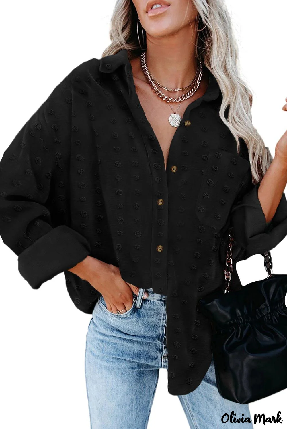 Deanwangkt - Green Polka Dot Long Sleeve Button Pocket Shirt - Deanwangkt