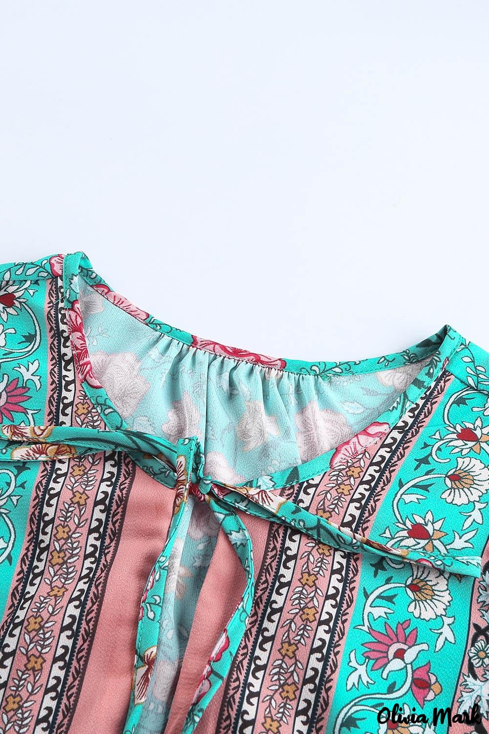 Deanwangkt - Green Floral Lantern Sleeve Blouse - Deanwangkt