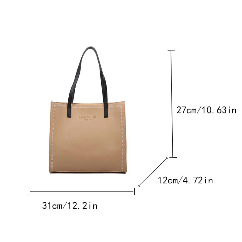 deanwangkt  Classic Minimalist Tote Square Bag, All-Match Textured Shoulder Bag, Women's Daily Work Bag - Deanwangkt