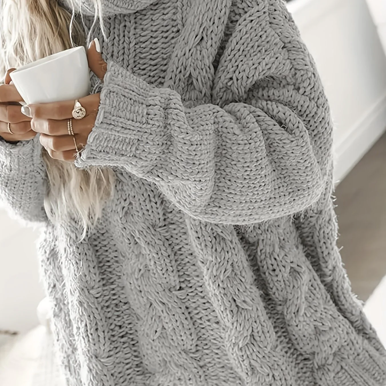 deanwangkt-1 Twist Pattern Turtle Neck Pullover Sweater, Casual Long Sleeve Sweater For Fall & Winter, Women's Clothing - Deanwangkt