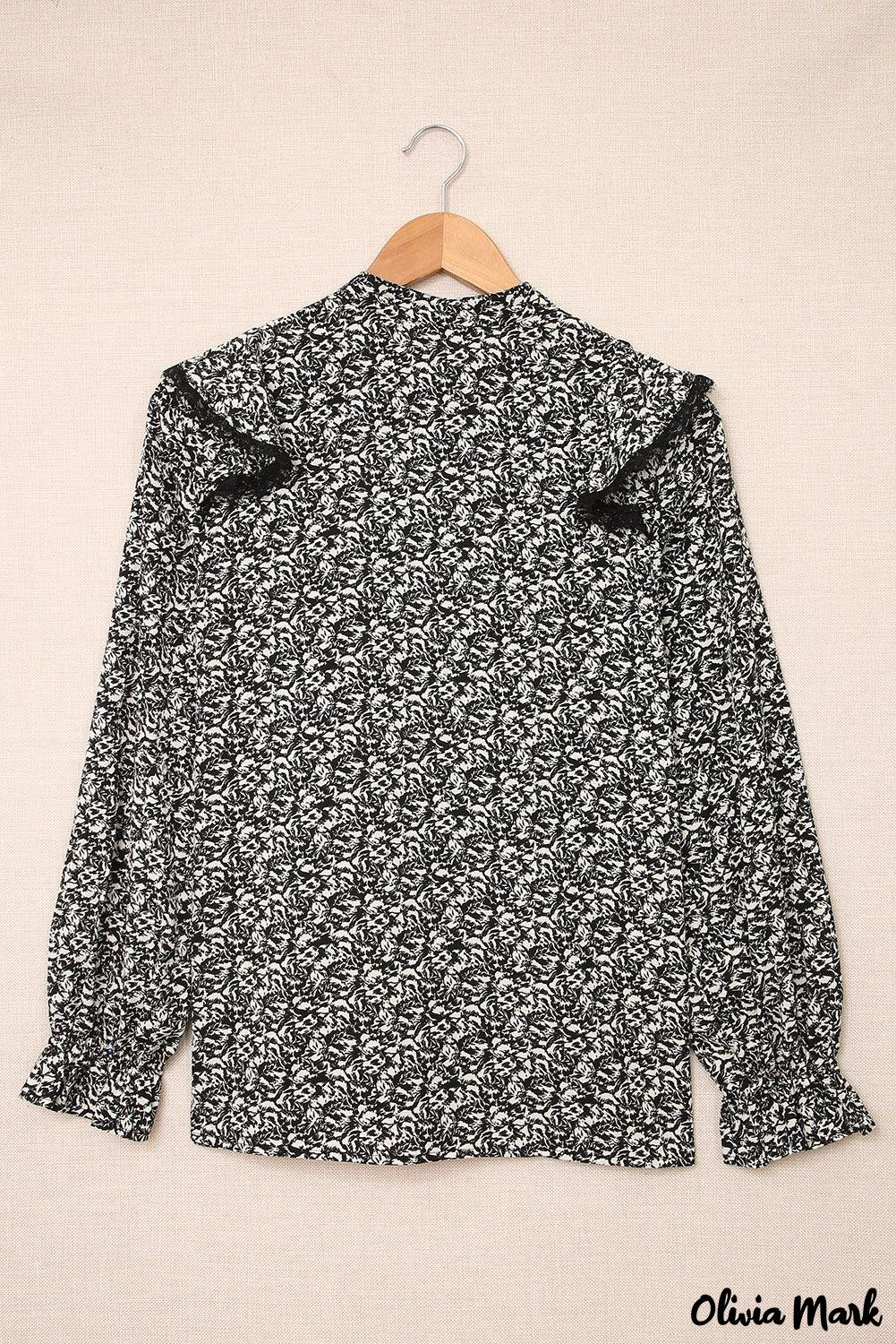 Deanwangkt - Black French shirt with floral print and ruffles - Deanwangkt