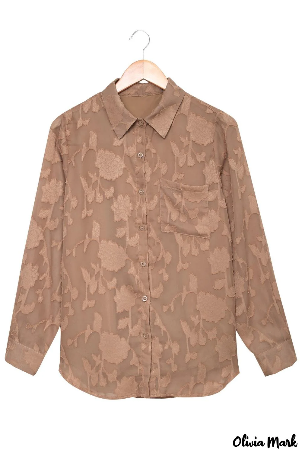Deanwangkt - Brown floral textured shirt with collar and collar - Deanwangkt