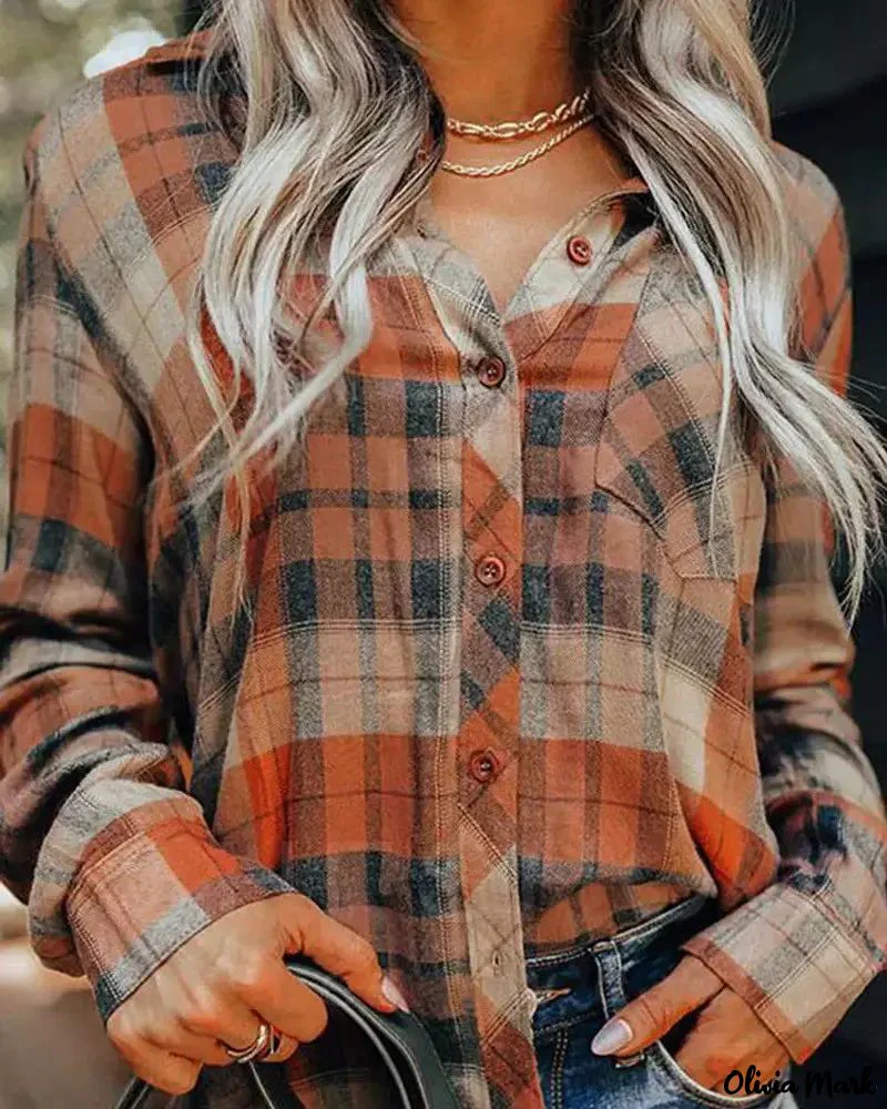 Deanwangkt - Plaid Print Long Sleeve Button-Up Shirt - Deanwangkt