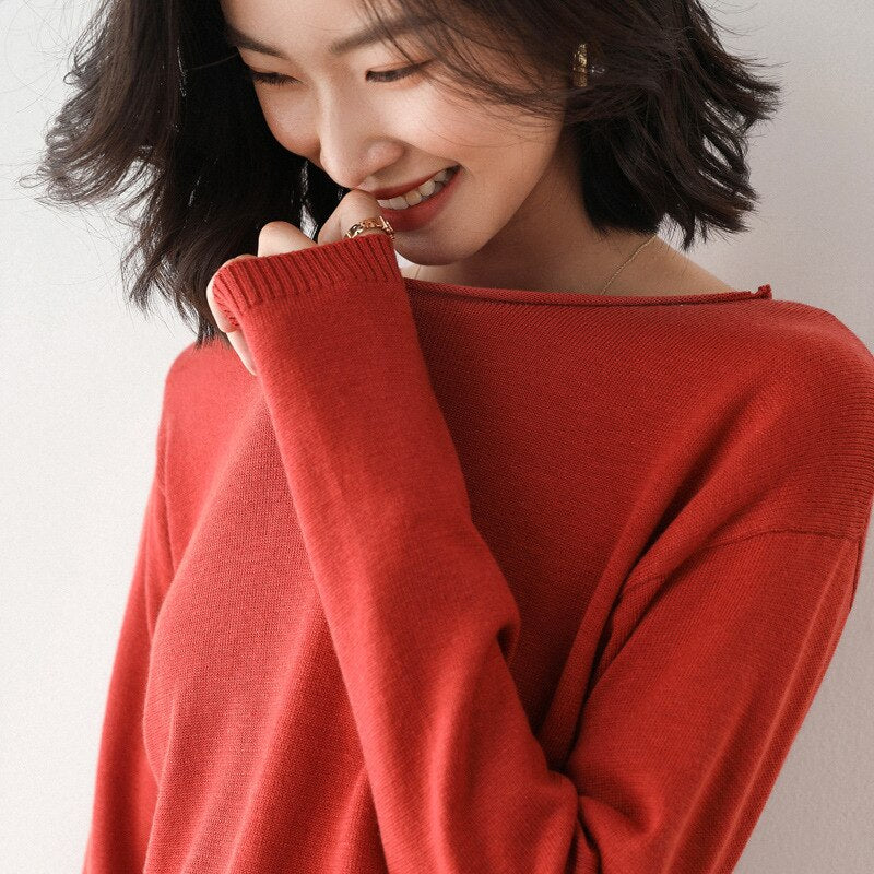 Christmas Gift Deanwangkt Autumn Winter Thin Sweater Women Knitted Sweater Fashion Crew-V-neck  Ladies Winter Sweater Korean College Style - Deanwangkt