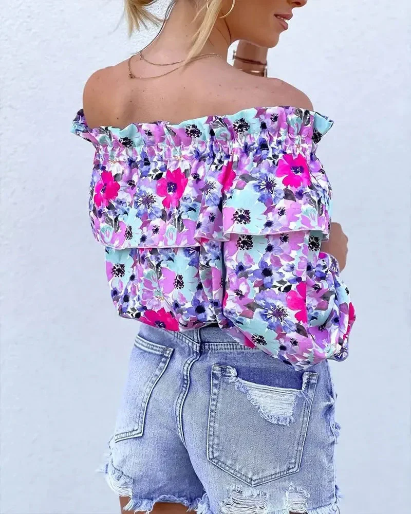 Deanwangkt - Ruched ruffled off-the-shoulder top in floral print - Deanwangkt