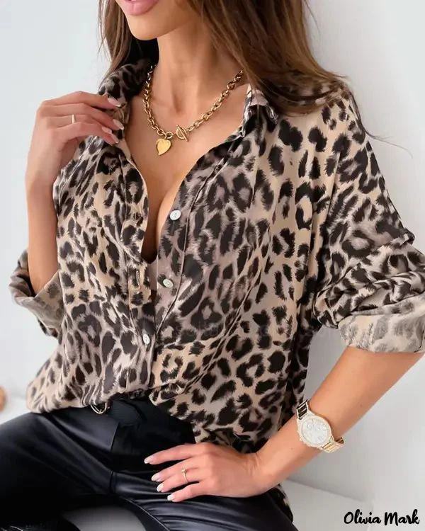 Deanwangkt - Long sleeve cheetah print top with buttons - Deanwangkt