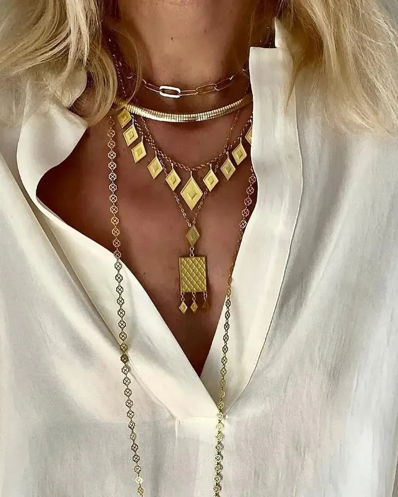 Deanwangkt - Solid Long Sleeve V-Neck Top - Deanwangkt