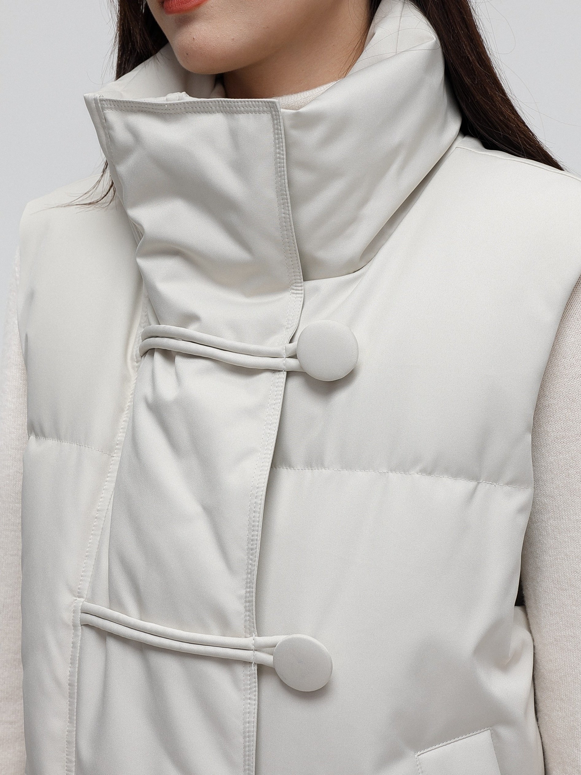 deanwangk Buckle Front High Neck Vest, Casual Solid Sleeveless Versatile Outerwear, Women's Clothing - Deanwangkt