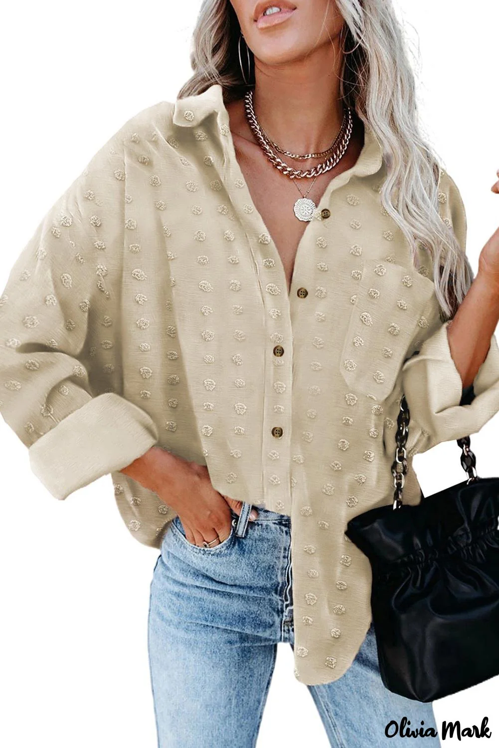 Deanwangkt - Green Polka Dot Long Sleeve Button Pocket Shirt - Deanwangkt