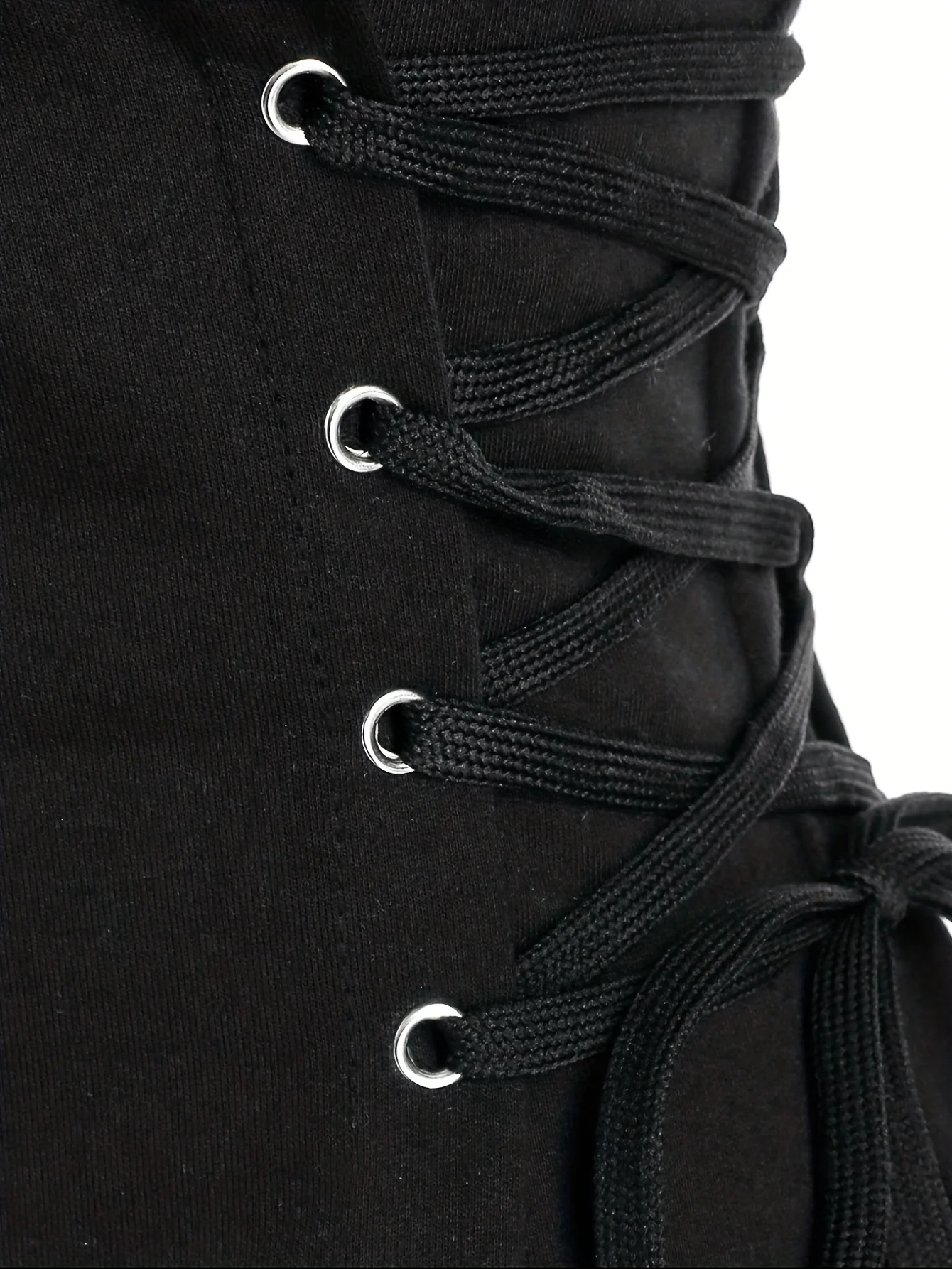 deanwangkt-1  Plus Size Gothic Dress, Women's Plus Solid Long Sleeve Lace Up Side Drawstring Hooded Sweatshirt Dress - Deanwangkt