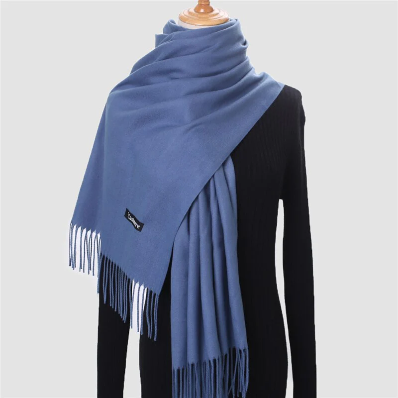 Christmas Gift Deanwangkt Winter Scarf For Women Long Warm Cashmere Scarves Hijab Solid Lady Shawl Wrap Female Pashmina Bandana Head Scarfs Echarpe - Deanwangkt