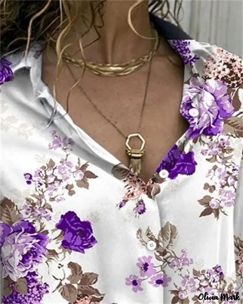 Deanwangkt - Floral Print Long Sleeve Button Down Shirt - Deanwangkt