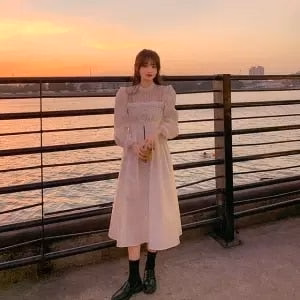 Christmas Gift Deanwangkt Autumn Gothic Black Lace Dress Women Casual Elegant Party Midi Ruffle Long Sleeve Dress Emo Y2k Goth Clothes - Deanwangkt