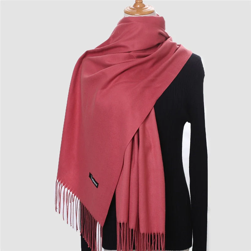 Christmas Gift Deanwangkt Winter Scarf For Women Long Warm Cashmere Scarves Hijab Solid Lady Shawl Wrap Female Pashmina Bandana Head Scarfs Echarpe - Deanwangkt