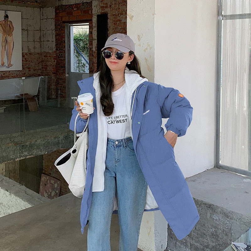 Christmas Gift Deanwangkt New Parkas Women Winter Jacket Snow Wear Long Coat Hooded Warm Parka Female Hooded Cotton Padded Jackets Outwear Plus Size - Deanwangkt