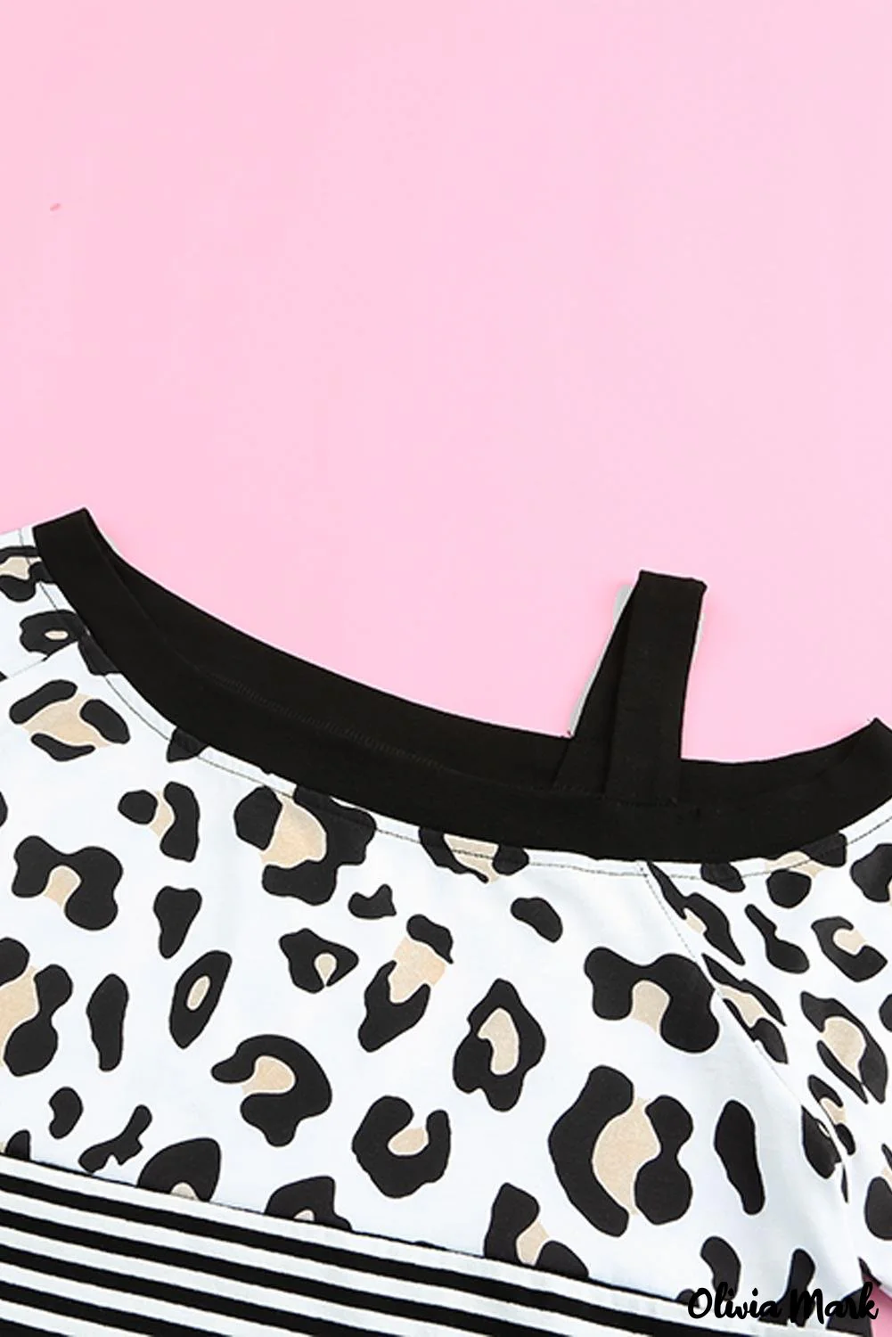 Deanwangkt - Black Leopard Stripe Stand Collar Long Sleeve Blouse - Deanwangkt