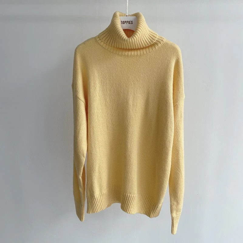 Christmas Gift Deanwangkt Autumn Winter Women's Sweater 15% Wool Green Turtleneck Sweater Knitted Tops Jumper Korean Clothes - Deanwangkt