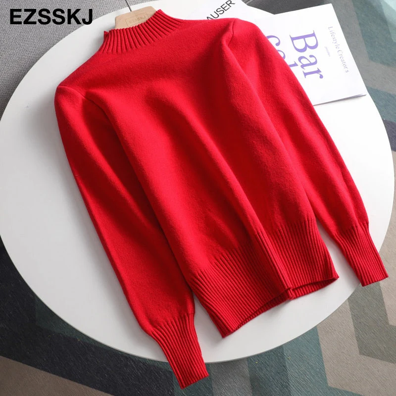 Christmas Gift Deanwangkt Autumn winter cashmere basic warm Sweater velvet Pullovers Women female fur thick Turtleneck sweater knit Jumpers top - Deanwangkt