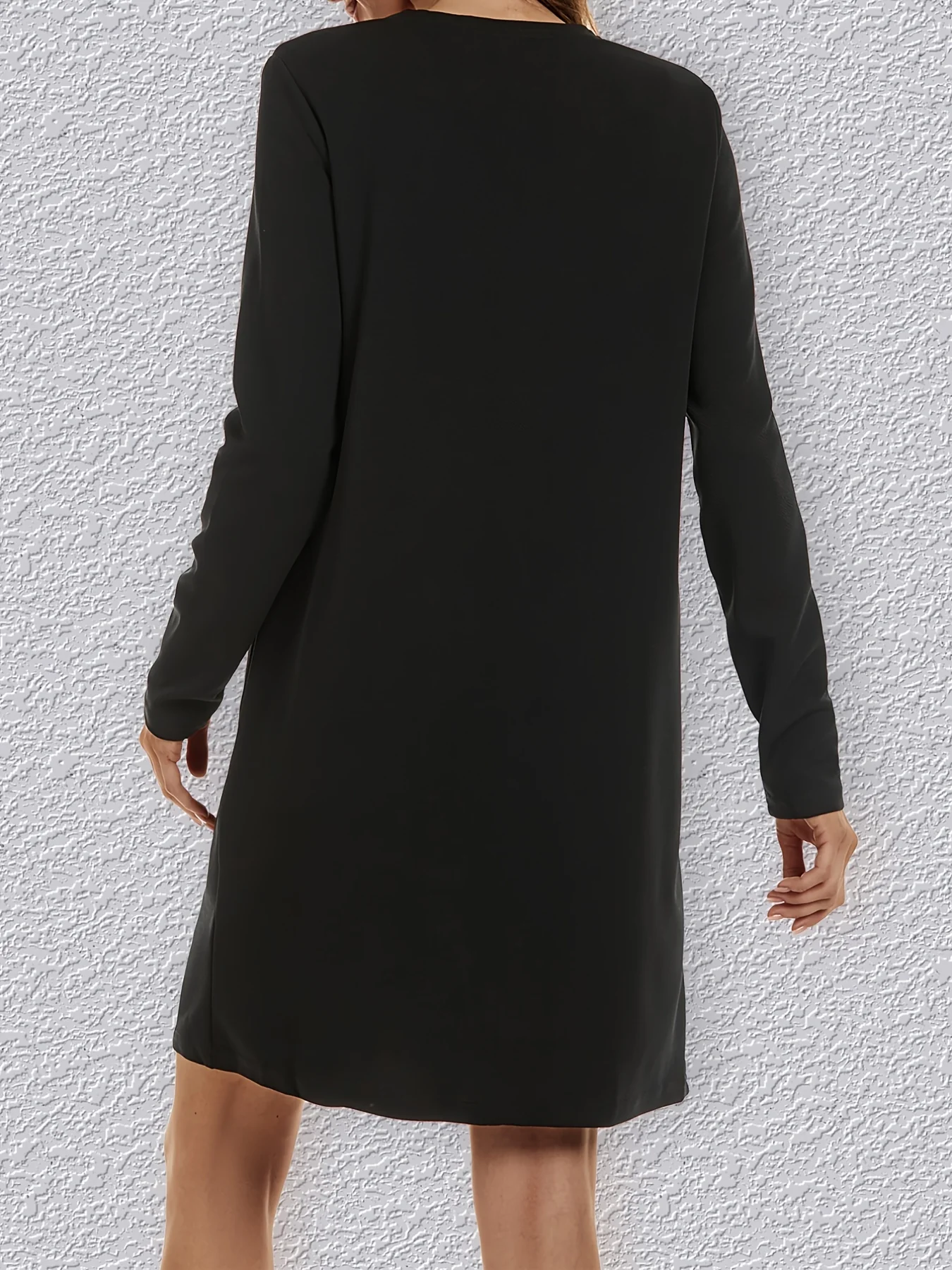 deanwangkt-1  Solid Open Front Jacket, Casual Simple Mid Length Long Sleeve Outerwear With Pocket, Women's Clothing - Deanwangkt