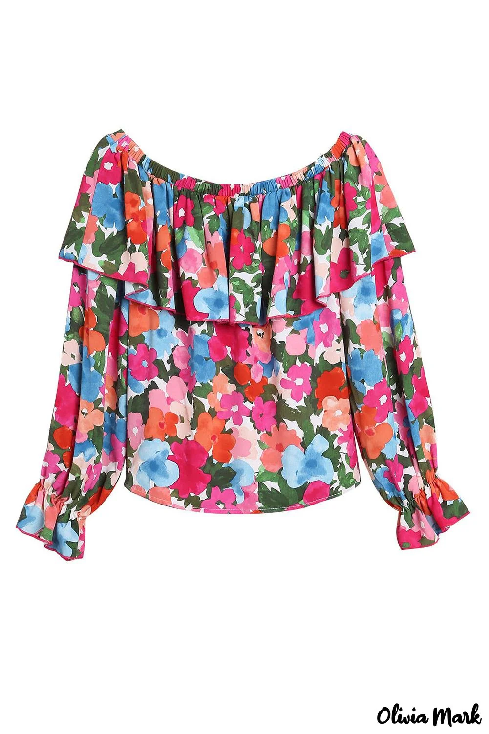 Deanwangkt - Off-the-shoulder blouse with ruffles in a floral print - Deanwangkt