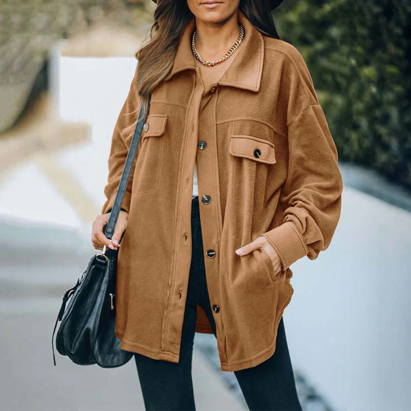Christmas Gift Autumn Shirt Jacket Women Button Long Plush Coat Jacket Women Overshirt Winter Coats Women Loose Fleece Jacket Female Deanwangkt - Deanwangkt