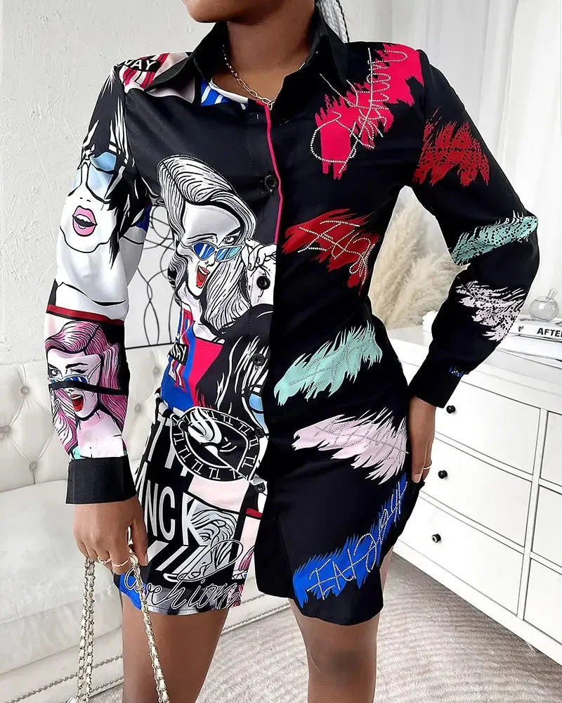 Deanwangkt - Letter Print Long Sleeve Button Down Shirt - Deanwangkt