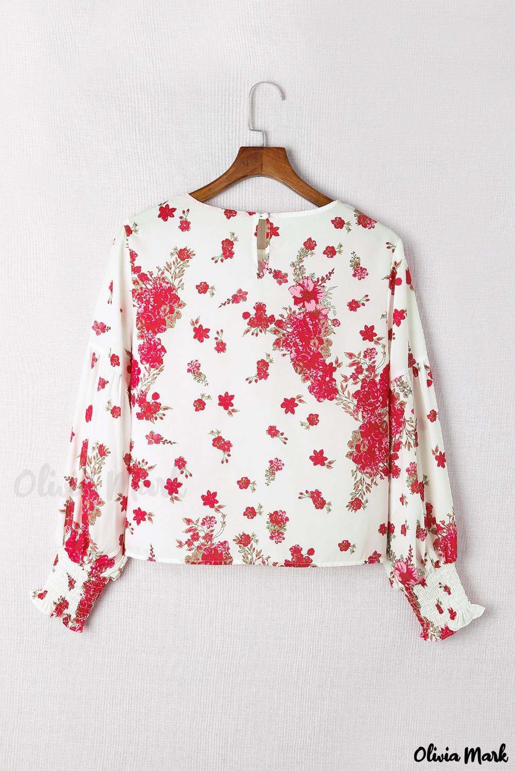 Deanwangkt - Pink floral blouse with round neck and bishop sleeves - Deanwangkt
