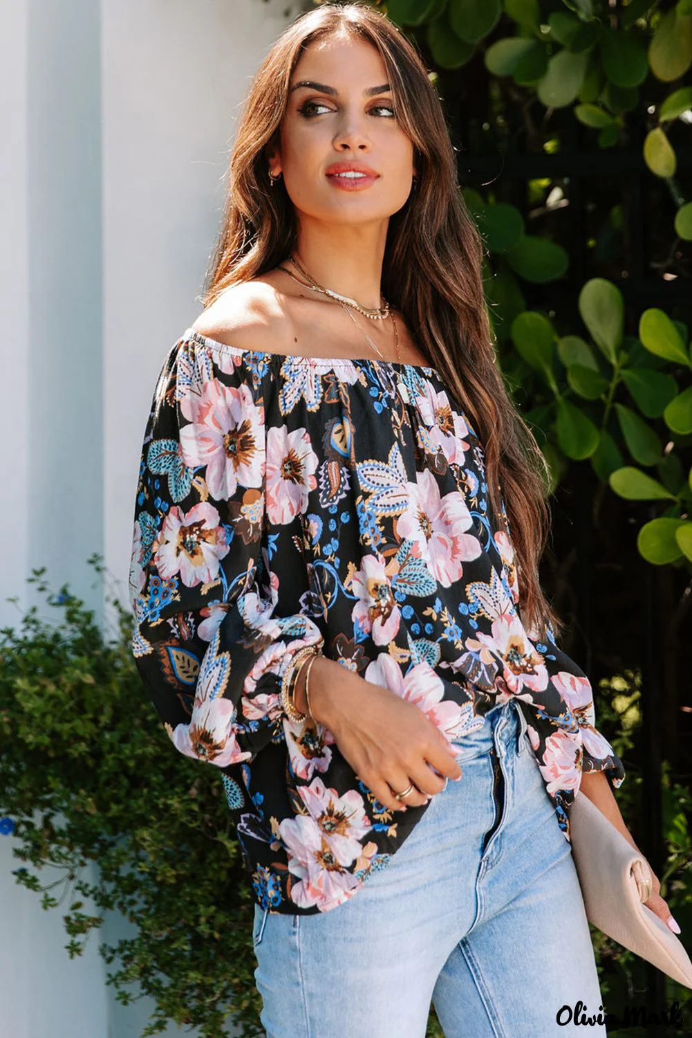 Deanwangkt - Black Floral Off Shoulder Blouse - Deanwangkt