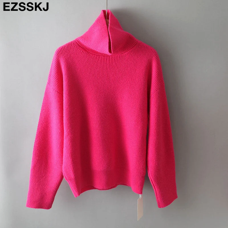 Christmas Gift Deanwangkt Women's Sweater Autumn Winter Warm Turtlenecks Casual Loose Oversized Lady Sweaters Knitted Pullover Top Pull Femme - Deanwangkt