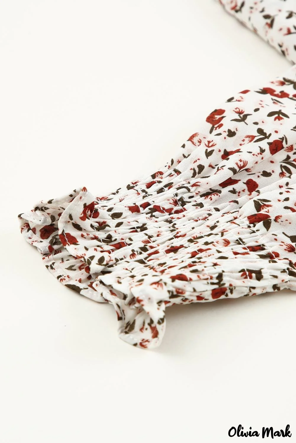 Deanwangkt - Brown Floral Ruffle Long Sleeve Blouse - Deanwangkt