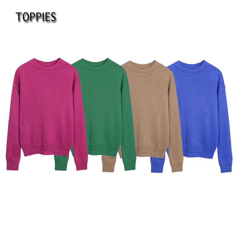 Christmas Gift  Deanwangkt Autumn Winter 15% Wool Sweater Solid Green Round Neck Sweater Soft Warm Knitted Tops - Deanwangkt