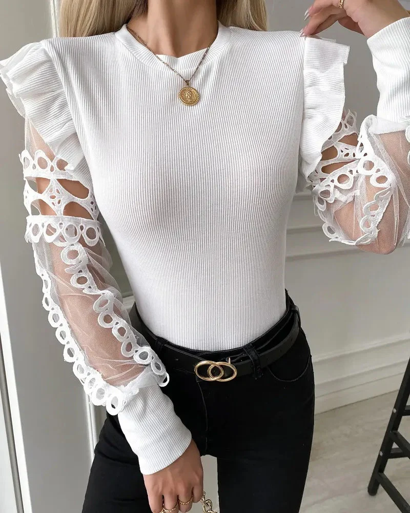Deanwangkt - Plain lace blouse with long sleeves - Deanwangkt